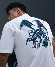 T-shirt NIKE X YU-GI-OH Drago Nero Occhi Rossi Bianca - Uomo Taglia L Nuova ✅