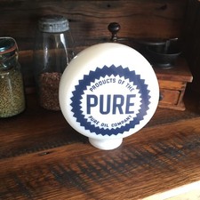 Eco Airmeter Olio PURO Mini Globo Vetro Latte 9" 3" Base Pompa Gas Stile Vintage