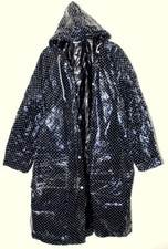 Impermeabile donna pvc vintage + cappuccio giacca antipioggia cappotto 46-48/XL-XXL