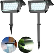 2 FARETTI 30 LED SOLARE ESTERNO LAMPADA GIARDINO FARETTO GIARDINO ESTERNI ip65