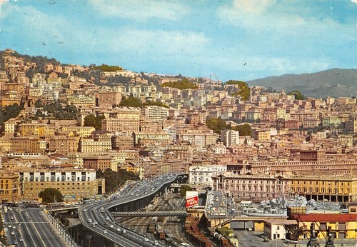 Cartolina genova strada - genova,