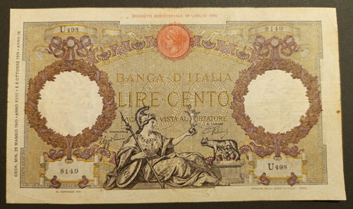100 lire 1940 bb - 25/05/1940,