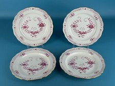 Meissen 4 Piatti In Porcellana Dipinta A Mano Decorazione Floreale Viola XX Sec.