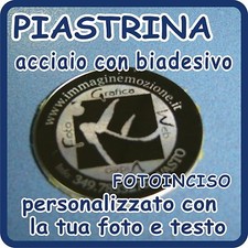 PIASTRINA ACCIAIO CROMATO Rotonda 3 cm diam. personalizzato con FOTOINCISIONE