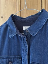 Abito Camicia Brindisi Giapponese Indaco Morbido Denim Cotone Twill - UK 18