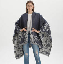 DONNA lana PONCHO grigio