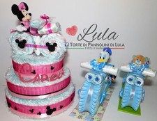 Torta Pannolini Moto Peluche Topolino Minnie idea regalo nascita baby shower