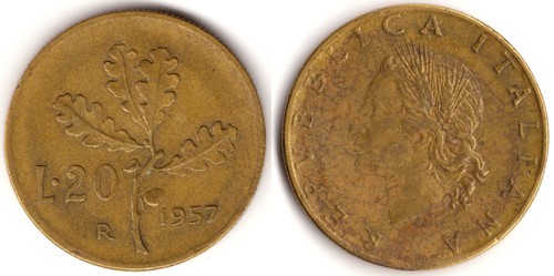 Italia lire 1957 - 20,