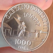 DONIZETTI 1000 LIRE 1997 ARGENTO SILVER FIOR DI CONIO UNC