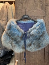 Stola Volpe Azzurro Pelliccia Vera Sciarpa