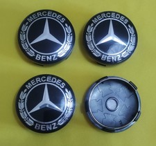 COPRIMOZZO TAPPI CERCHI IN LEGA BORCHIE MERCEDES 60MM SET 4PZ BLACK NEW MODEL