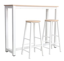 Tavolo alto da bar ARZANO con 2 sgabelli in laminato di colore bianco/oak.