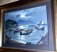 Mario Galanti - Quadro Olio Su Tela - barche pescatori