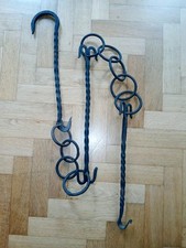 Antica catena da camino in ferro battuto forgiato. Lunghezza 172 Cm.