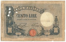 100 LIRE BARBETTI GRANDE B AZZURRO TESTINA FASCIO 17/02/1930 MB-