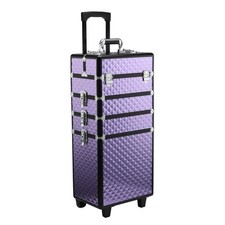 HOMCOM Valigia porta trucchi Professionale Viola (33.5x23x76/95.5cm)