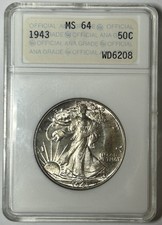 Mezzo dollaro 1943 ANAcs MS64