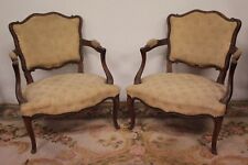 Coppia di poltrone / poltroncine / sedie francesi in legno e tessuto XX secolo