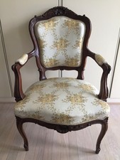 POLTRONA ANTICA CON BRACCIOLI, EPOCA FINE '800, STILE LUIGI XVI, PERFETTA