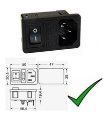 SPINA TRIPOLARE VDE DA PANNELLO 10A CON INTERRUTTORE E PORTA FUSIBILE