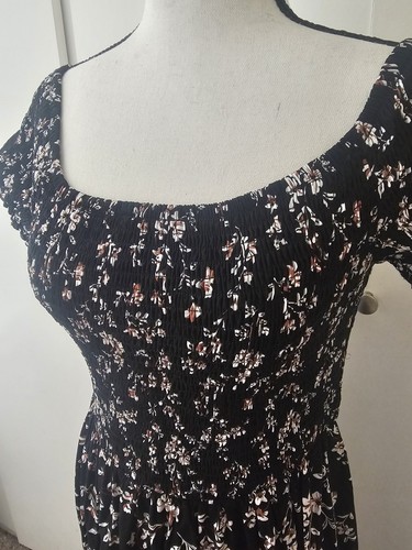 Maxi abito nero - , floreale