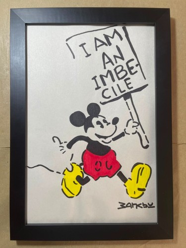 Disegno banksy incorniciato - disegno, su