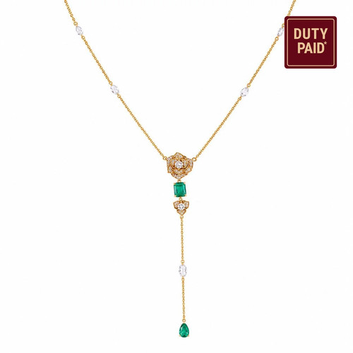 Collana fiore rosa - collana, smeraldo