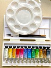 Sennelier Petit l`Aquarelle 12 x 10ml Tubes Fine  +1 PINCEAU 835 OFFERT BON ÉTAT