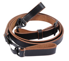 Tracolla Wehrmacht con 2 passanti di accoppiamento in pelle nera ; 100% come originale!