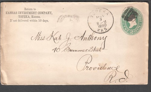 1890 postal cover kansas - cover,