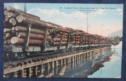 1919 treno legname scarico - legname,