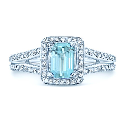 Acquamarina anello diamante - acquamarina,