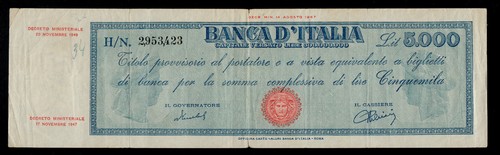 Italy 5000 lire 1949 pick - 5000,