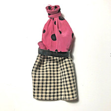 Barbie abiti vintage anni 80 anni 90 pois rosa quadretti bianchi e neri cintura