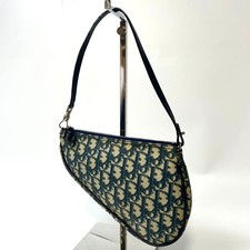 Borsa a tracolla Christian Dior Trotter Saddle tela blu navy vintage Diorissimo