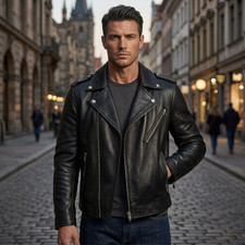 Giacca Motociclista Uomo Pelle