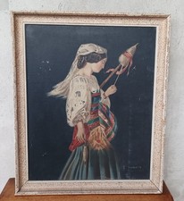 Olio Su Tela La Filatrice Di