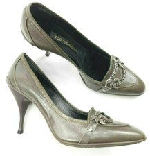 Scarpa Donna Signora Roccobarocco Decoltè Grigio TG 40 Pelle Italy OUTLET-50%