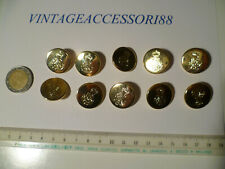 10 bottoni stemma vintage in metallo color oro lucido, diametro 2,2 cm