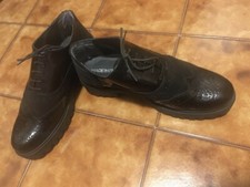 Francesine donna numero 38 in vernice marrone con inserti in scamoscio