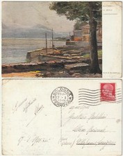 BAVENO - VERBANIA - IL MOLO - PITTORE E. POLESELLO - VIAGG. 1935 -53077-