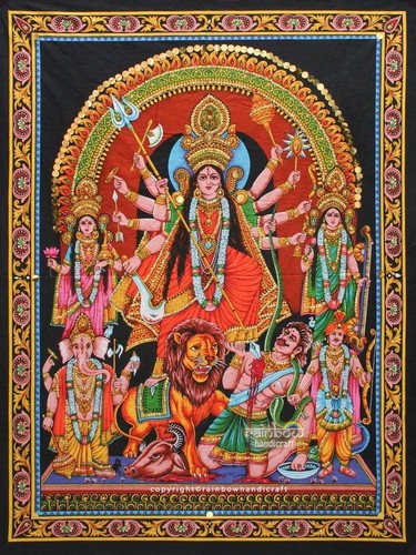 Arazzo dea durga - arazzo, amba