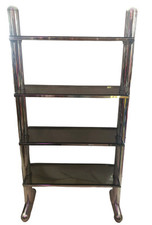 Vetrina 4 Ripiani Design Cristallo E Acciaio Anni 70