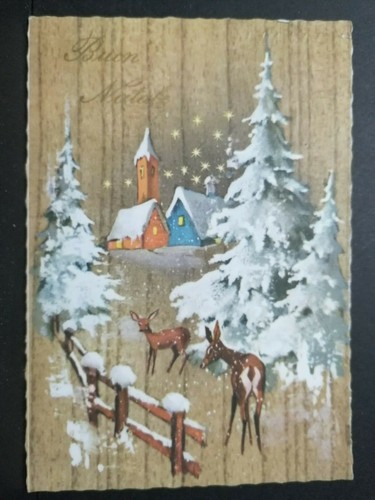 Cartolina buon natale casa nel - buon,