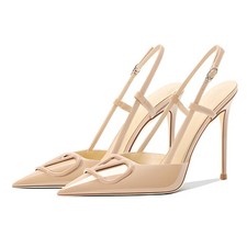 Decolté donna tacco spillo 10cm punta appuntita con cinturino da 34 a 44 elegant