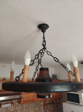 Lampadario country ruota di carro 