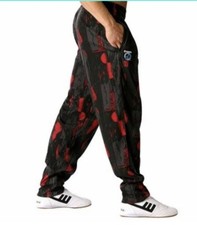 OTOMIX Pantaloni da Allenamento Bodybuilding MIDNIGHT LAZER - Rosso Nero Baggy Oldschool Palestra