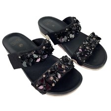 Sandali slide frassino taglia 37 Oman fiori impreziositi scarpe donna US 6,5-7