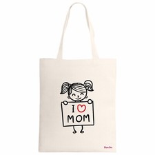 borsa ecru scritta i love mom