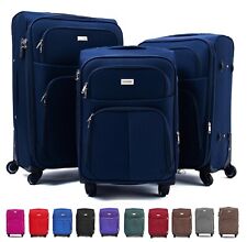 VALIGIA FINO SET 3 GRANDE MEDIO BAGAGLIO MANO STOFFA CON 4 RUOTE AUTONOME 214